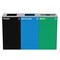 Alpine Industries 87 Gal. 3-Stream Steel Blue Recycling, Green Mixed, and Black Commercial Trash Can Station ALP4450-BLK-KIT22 - alternate 1